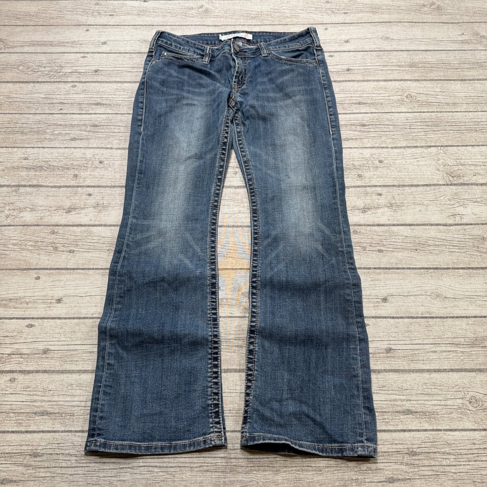 Tin Haul Jeans Women's 31/L Blue Denim Bootcut Relaxed Fit Embellished Pockets